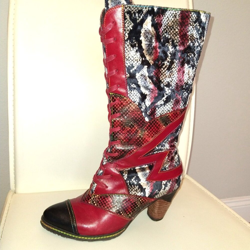Spring Step L'Artiste - 'Malagie' Leather & Velvet boots - 39/ 8.5